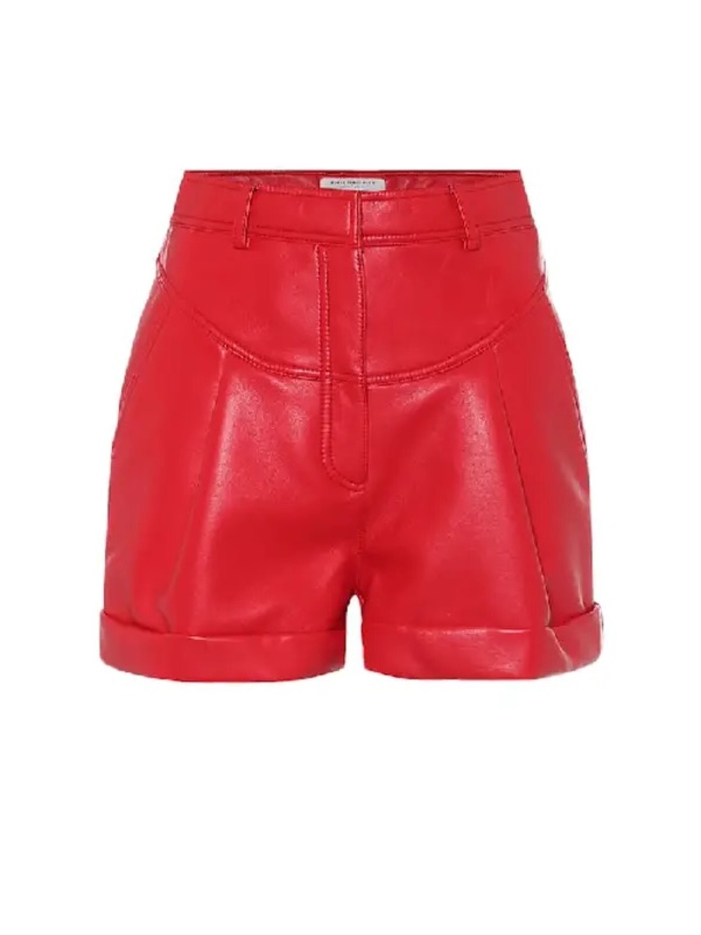 Philosophy di Lorenzo Serafini Red High-Waist Faux Leather Cuffed Shorts